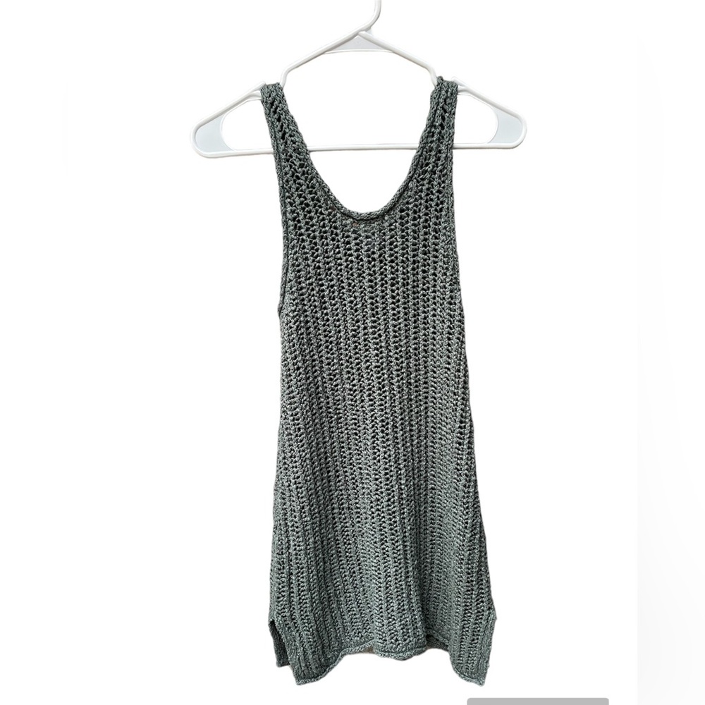 Aerie green crochet swim cover up mini dress nightgown XS